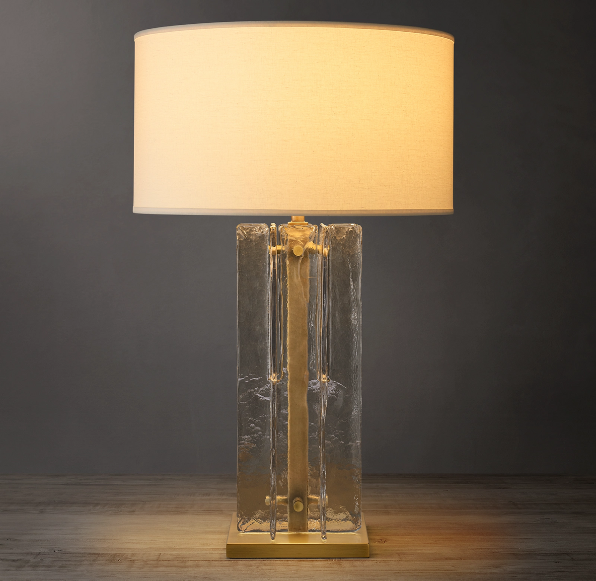 Geometrische Glazen Tafellamp met Linnen Kap 76cm Hoog Warm Wit Licht voor Woonkamer Slaapkamer Sfeervol Design | Sansoti