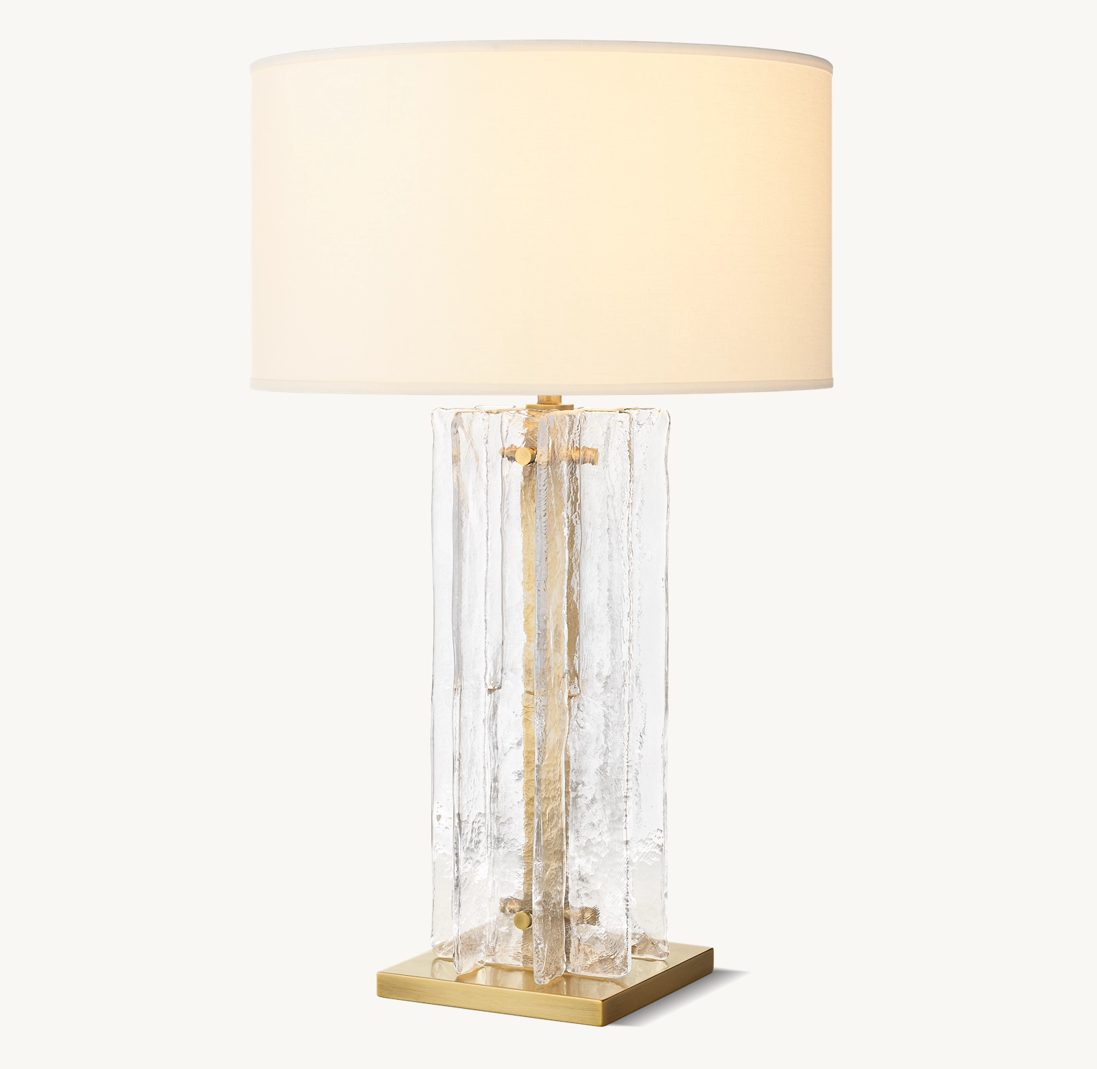 Geometrische Glazen Tafellamp met Linnen Kap 76cm Hoog Warm Wit Licht voor Woonkamer Slaapkamer Sfeervol Design | Sansoti