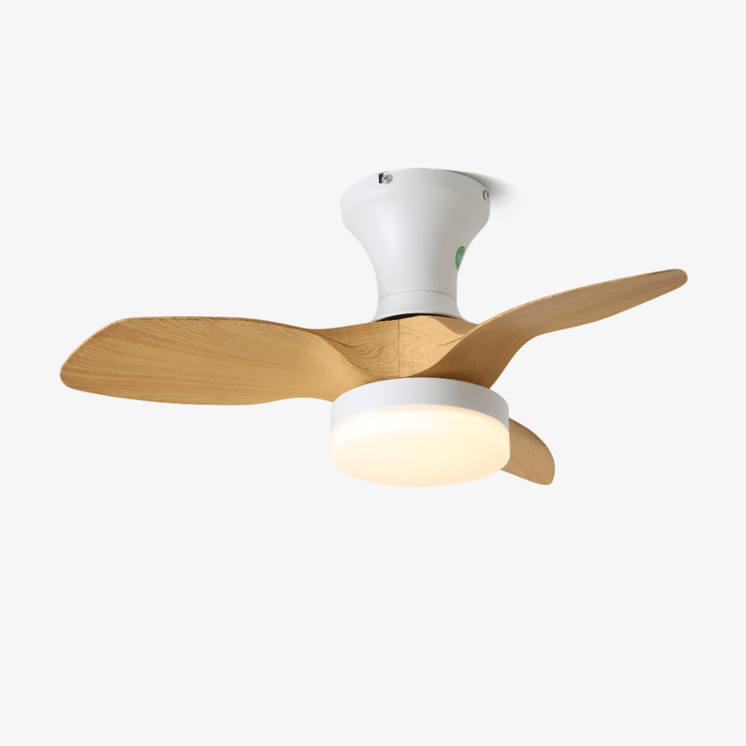 Scandinavische Plafondventilator met Verlichting – Minimalistische Ventilatorlamp in Hout en Wit | Sansoti
