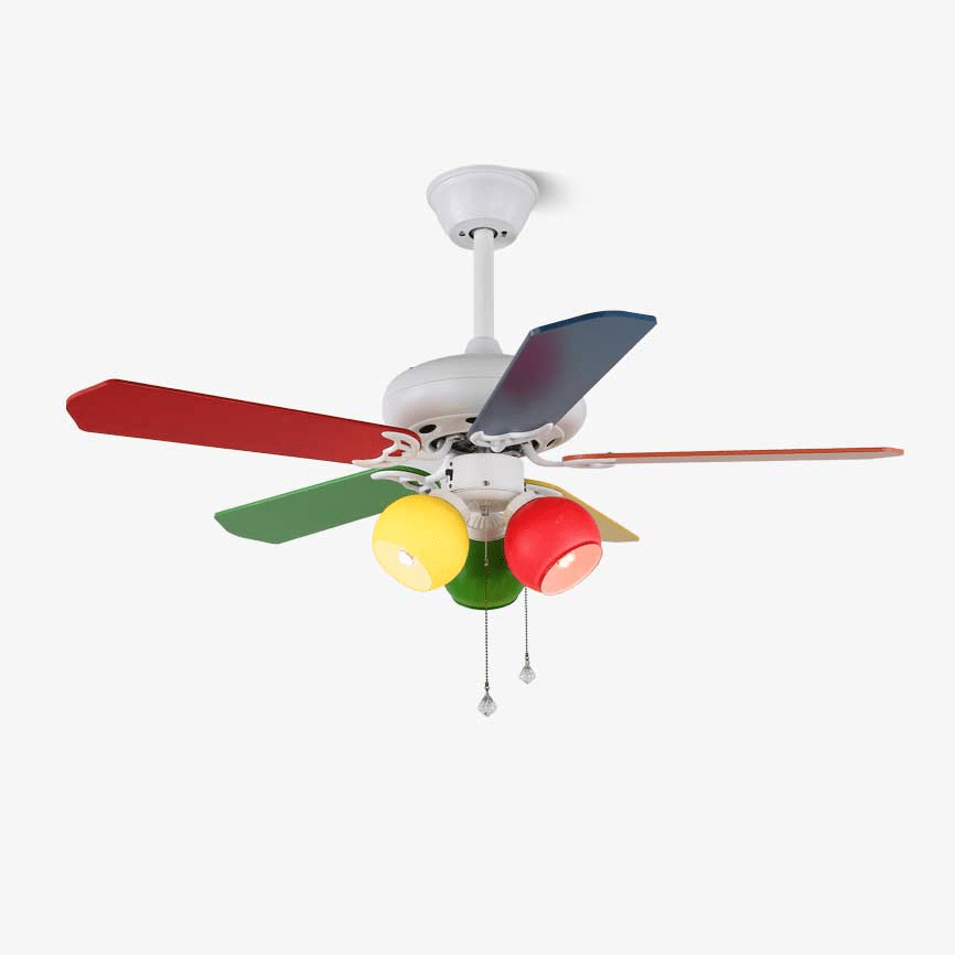 Ventilateur de plafond ludique Carlo avec éclairage — design coloré ventilateur enfant avec 6 vitesses et télécommande ø107 cm | Sansoti