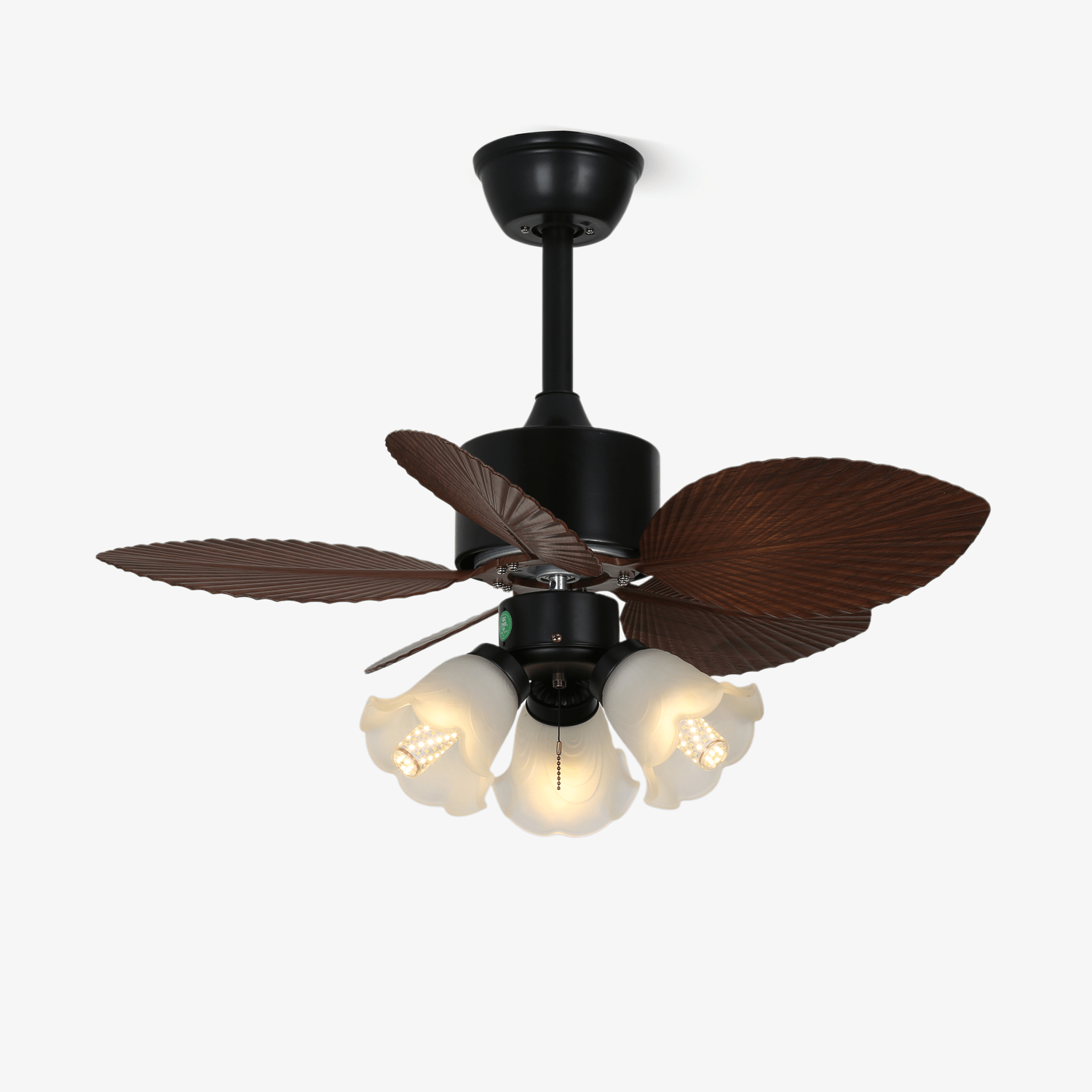 Plafondventilator met verlichting Florence in vintage houtlook — design plafondventilator met lamp, 6 snelheden, afstandsbediening, E27 of LED, geschikt voor woonkamer slaapkamer | Sansoti