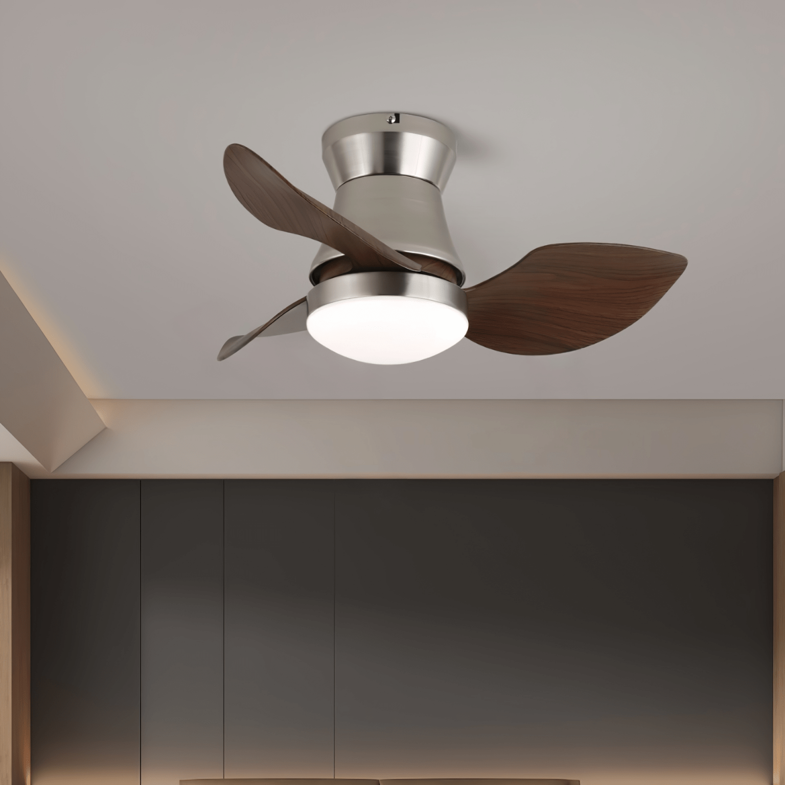Moderne Plafondventilator met Verlichting – Hout & Metaal ø60×30cm | Sansoti