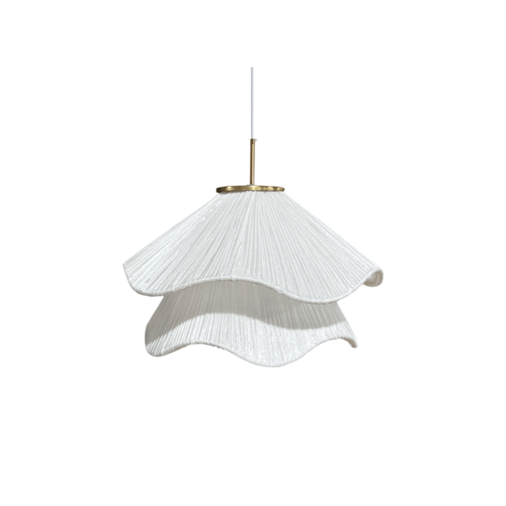 Hanglamp Gelaagde Plissé Kap — Bloembladachtig Licht Gouden Fitting E26/E27 Dakschuine Montage | Sansoti