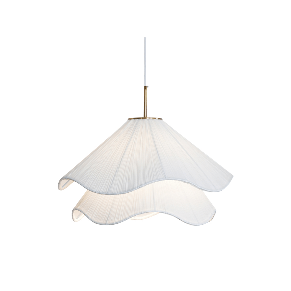Hanglamp Gelaagde Plissé Kap — Bloembladachtig Licht Gouden Fitting E26/E27 Dakschuine Montage | Sansoti