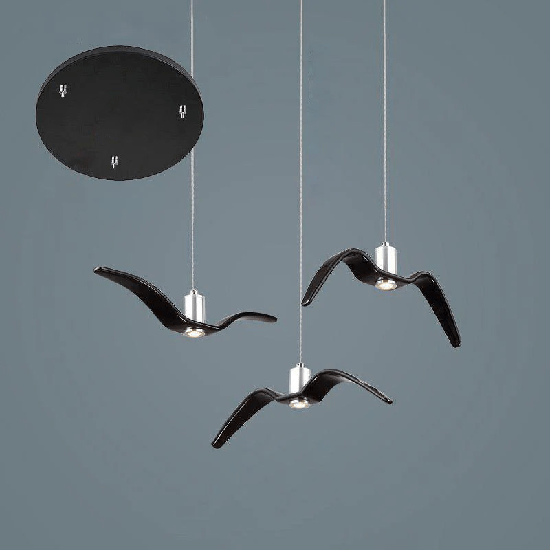 Suspension LED Design Oiseau Résine Aluminium Blanc Noir 3000K 4000K 6000K Salon Suspension Minimaliste Organique Plafonnier | Restfield