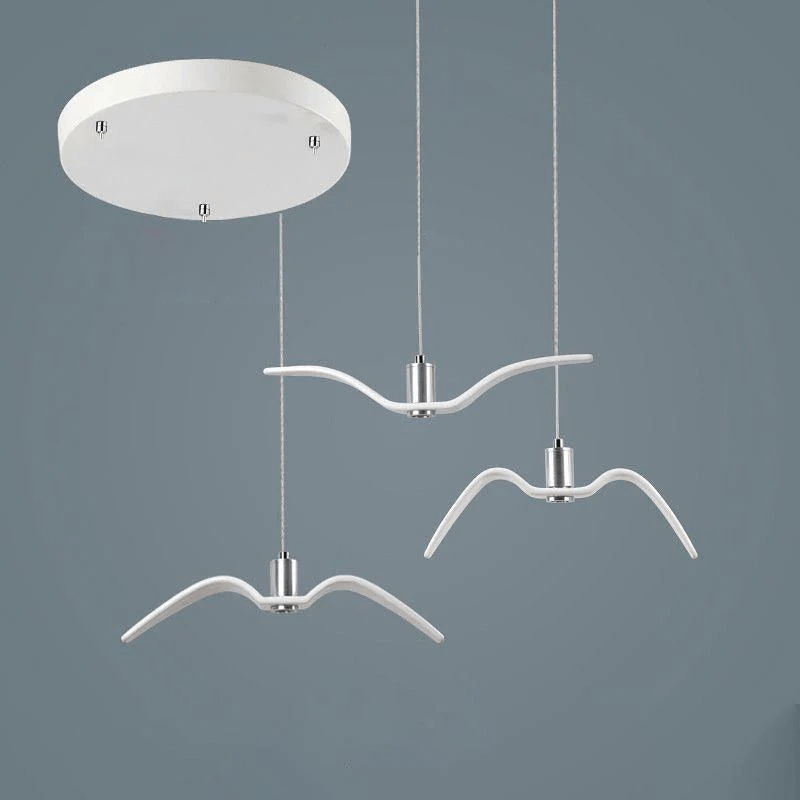 Suspension LED Design Oiseau Résine Aluminium Blanc Noir 3000K 4000K 6000K Salon Suspension Minimaliste Organique Plafonnier | Restfield