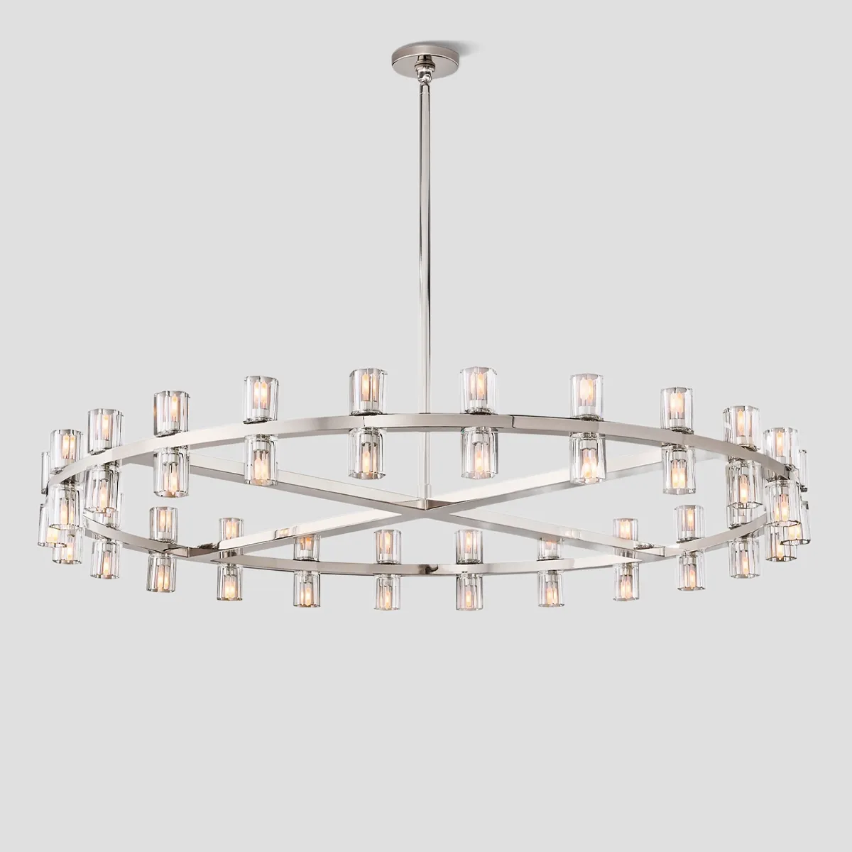 Ronde Kristallen Kroonluchter 152cm 72 Lichtpunten Messing Zwart Nikkel Eetkamer Woonkamer Luxe Verlichting | Sansoti