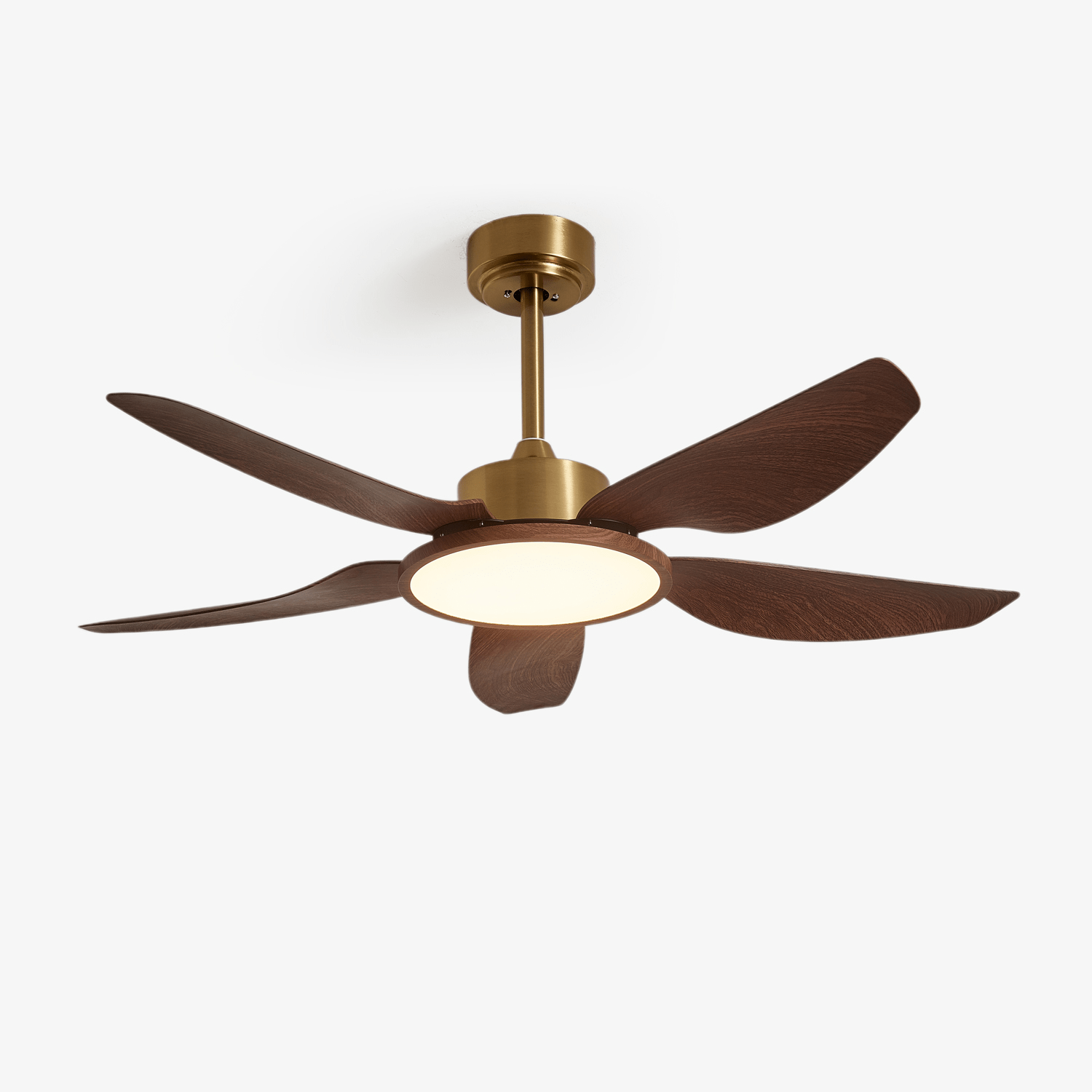 Plafondventilator met Verlichting Notenhout Messing Modern Design 3-Snelheden Afstandsbediening LED Geïntegreerd 35W Dimbaar Eiken Staal Luxe Scandinavisch Binnengebruik Woonkamer Slaapkamer Ventilator met Lampkap Ventilatie Koeling | Sansoti