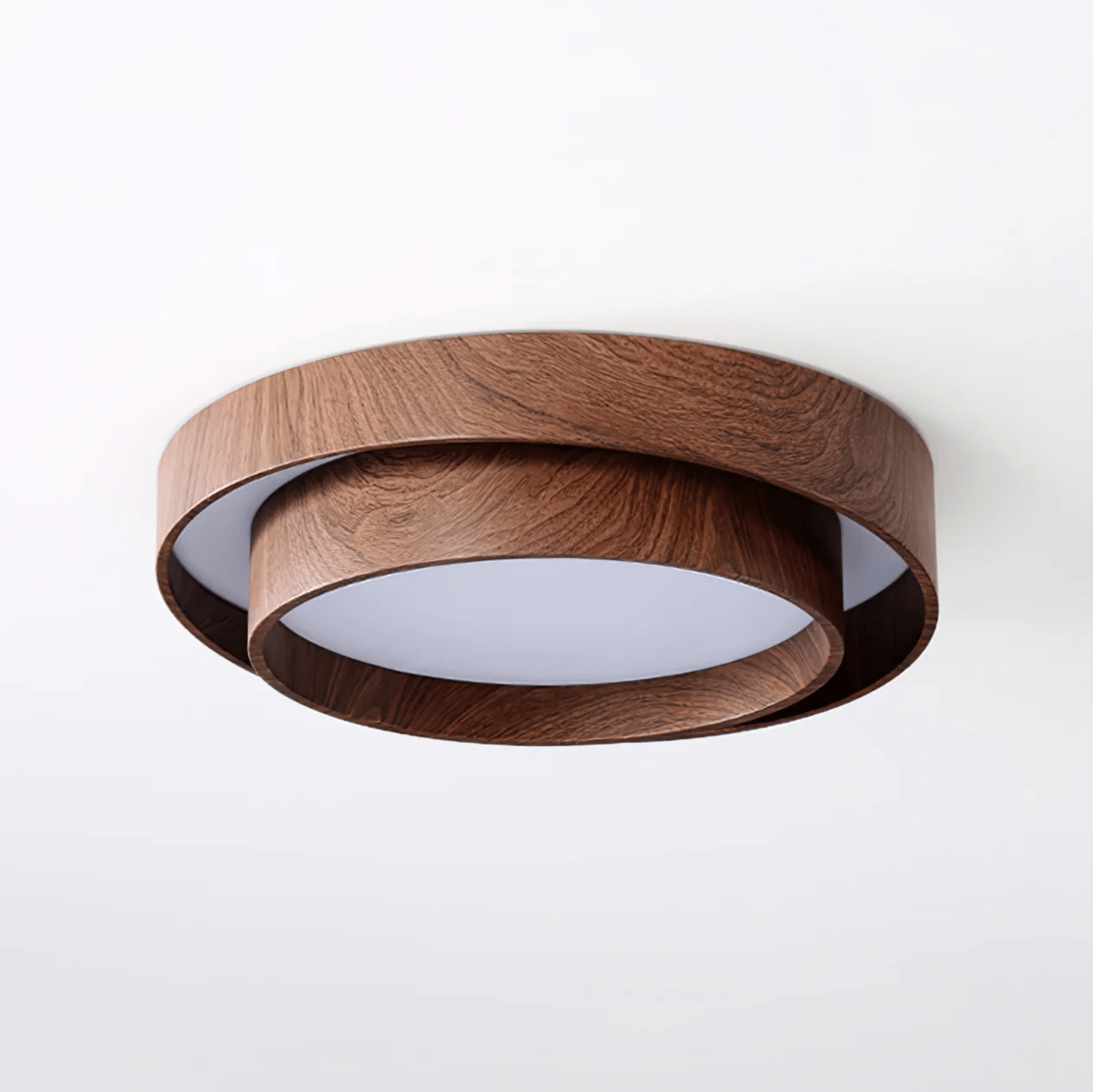 LED-Deckenleuchte Holzoptik Walnuss Japandi Wohnzimmer Schlafzimmer Runde Deckenleuchte Moderne Beleuchtung Holzmaserung Optik | Restfield