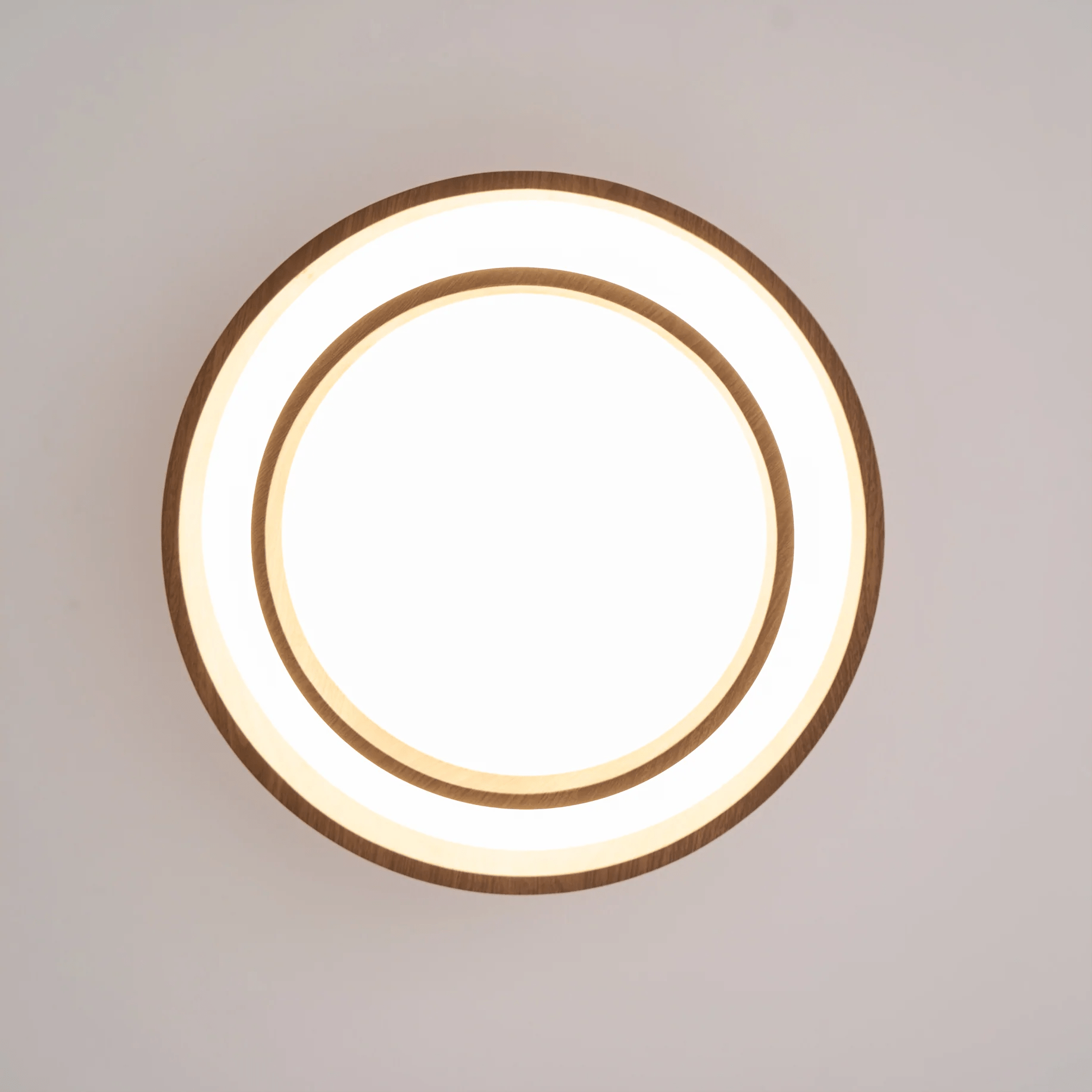 LED-Deckenleuchte Holzoptik Walnuss Japandi Wohnzimmer Schlafzimmer Runde Deckenleuchte Moderne Beleuchtung Holzmaserung Optik | Restfield