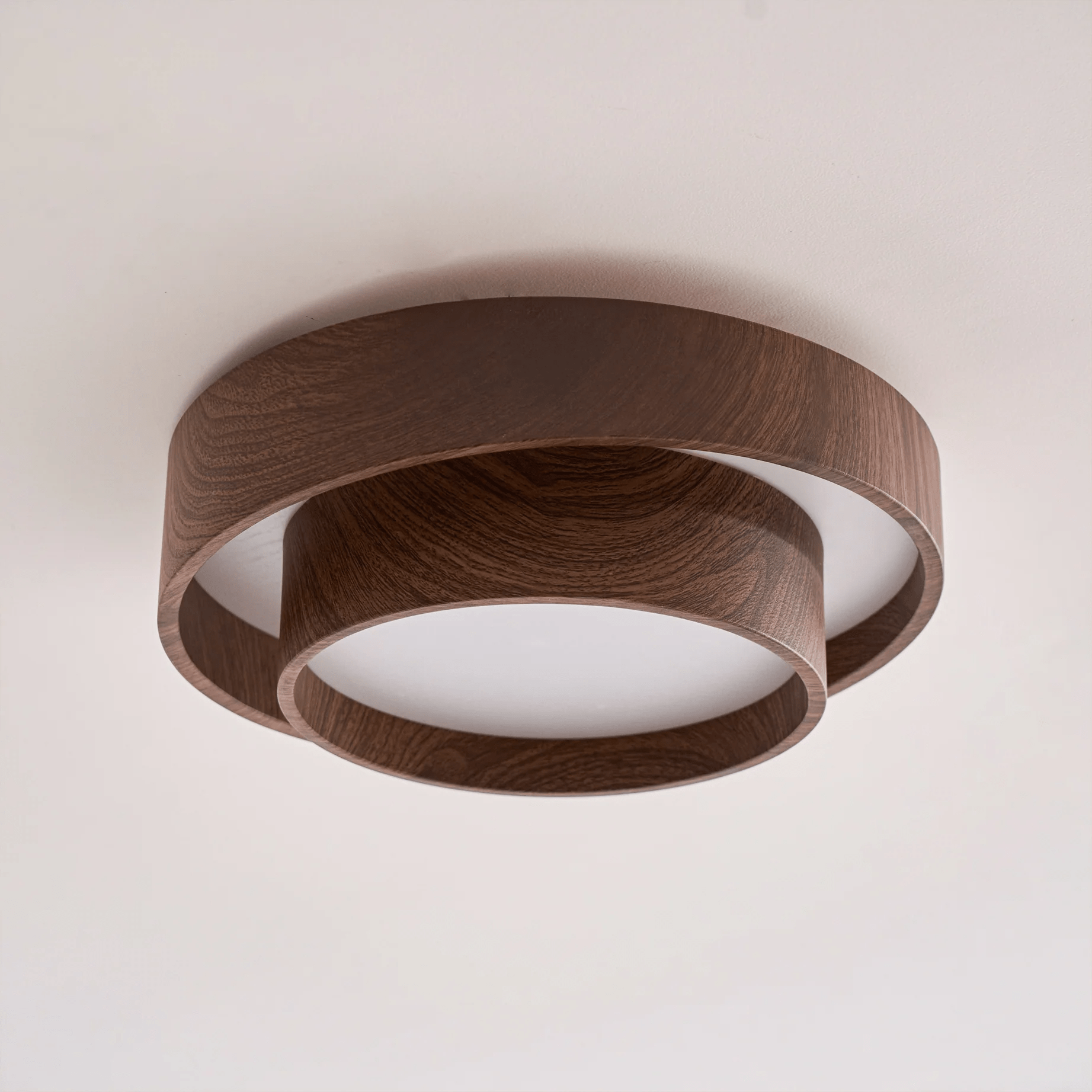 LED-Deckenleuchte Holzoptik Walnuss Japandi Wohnzimmer Schlafzimmer Runde Deckenleuchte Moderne Beleuchtung Holzmaserung Optik | Restfield