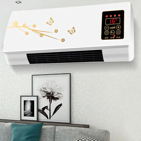 Airco Wandmontage Verwarming Koeling Bloesem Design Wit Rood LED Display Afstandsbediening Timer Fluisterstil Slaapkamer Kantoor Compact Ventilator Ontvochtiger | Sansoti