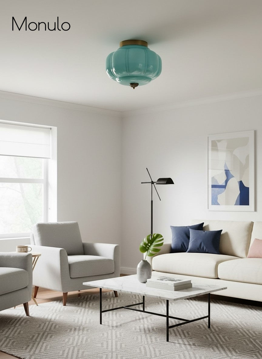 Retro Plafondlamp met Melkglazen Kap – Verfijnde Semi-Flush Mount Verlichting voor Moderne Interieurs | Sansoti