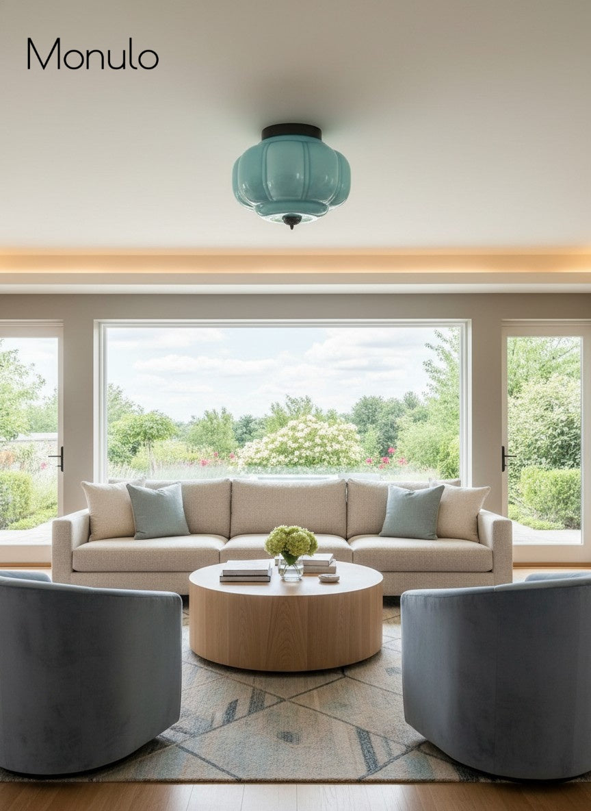Retro Plafondlamp met Melkglazen Kap – Verfijnde Semi-Flush Mount Verlichting voor Moderne Interieurs | Sansoti