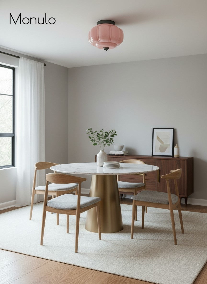 Retro Plafondlamp met Melkglazen Kap – Verfijnde Semi-Flush Mount Verlichting voor Moderne Interieurs | Sansoti
