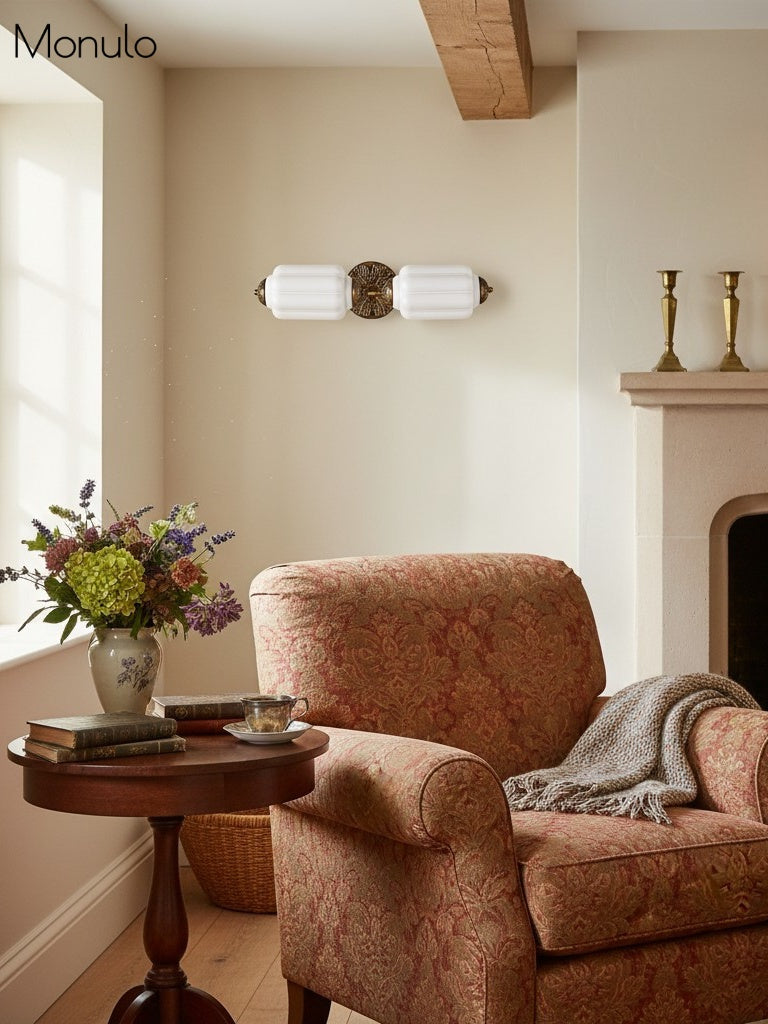 Vintage Glazen Wandlamp Horizontaal Model Eloise Lichtbron voor Woonkamer en Gang | Sansoti