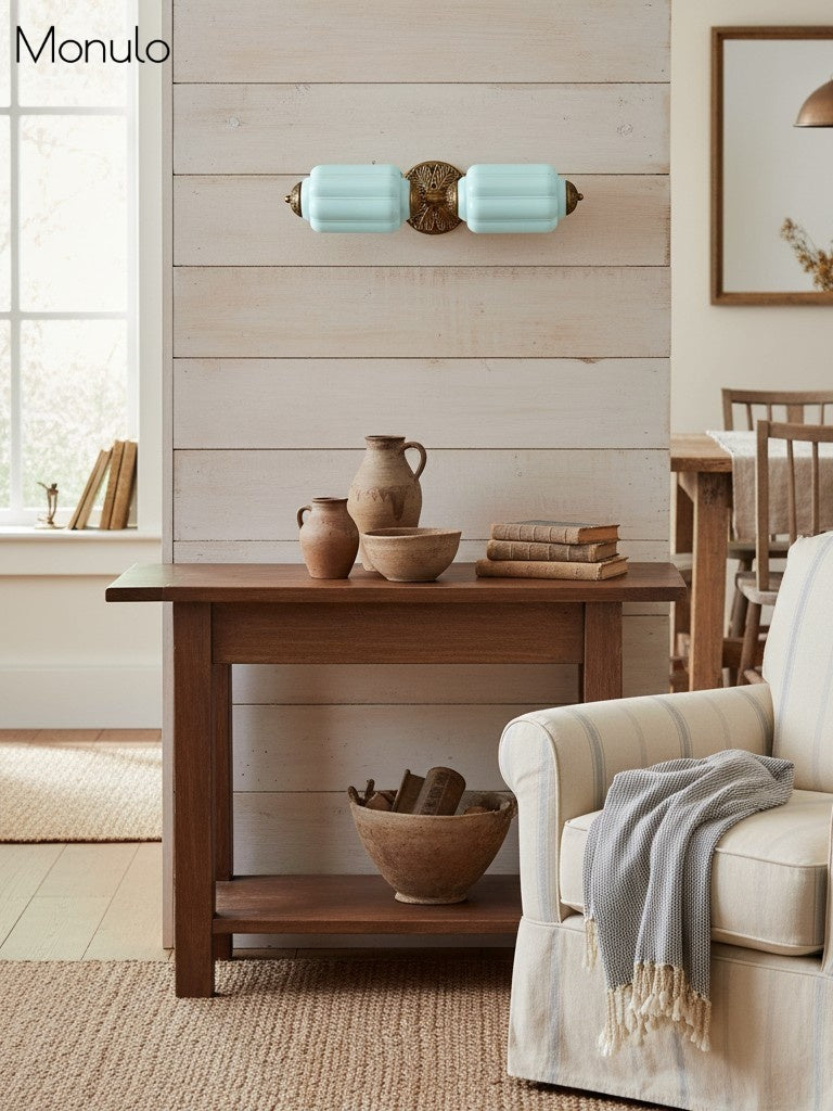 Vintage Glazen Wandlamp Horizontaal Model Eloise Lichtbron voor Woonkamer en Gang | Sansoti