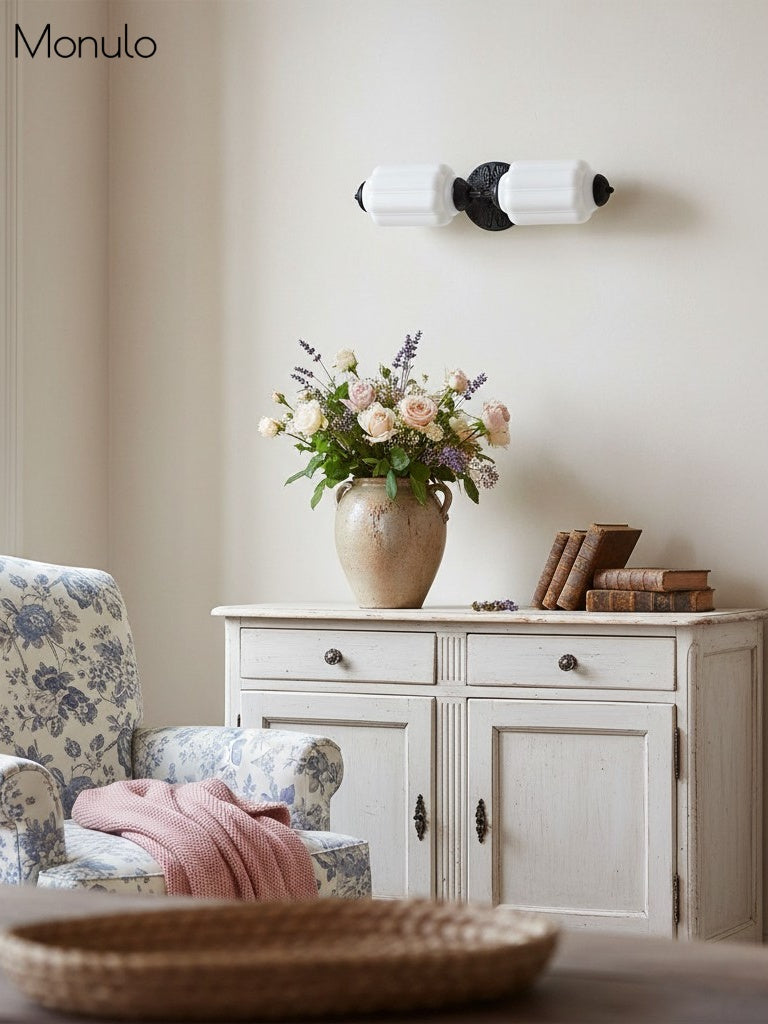 Vintage Glazen Wandlamp Horizontaal Model Eloise Lichtbron voor Woonkamer en Gang | Sansoti