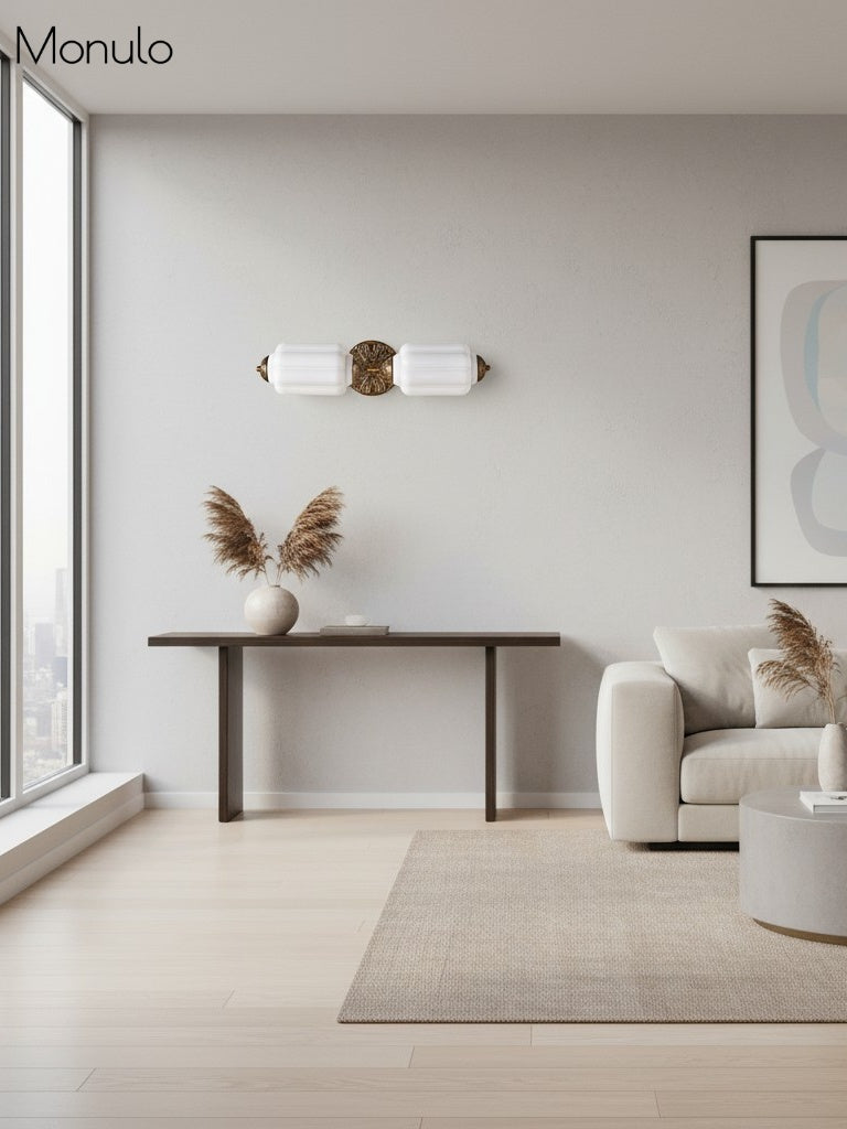 Vintage Glazen Wandlamp Horizontaal Model Eloise Lichtbron voor Woonkamer en Gang | Sansoti