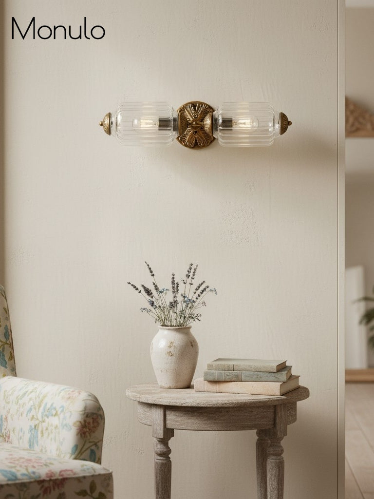 Vintage Glazen Wandlamp Horizontaal Model Eloise Lichtbron voor Woonkamer en Gang | Sansoti