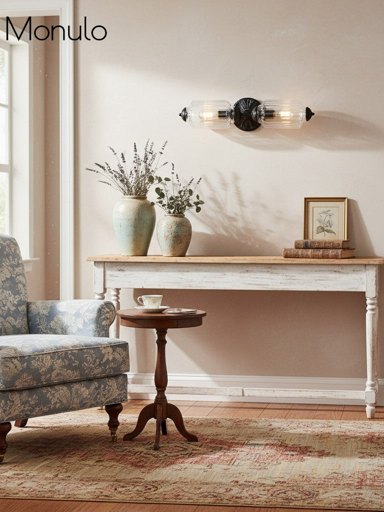 Vintage Glazen Wandlamp Horizontaal Model Eloise Lichtbron voor Woonkamer en Gang | Sansoti