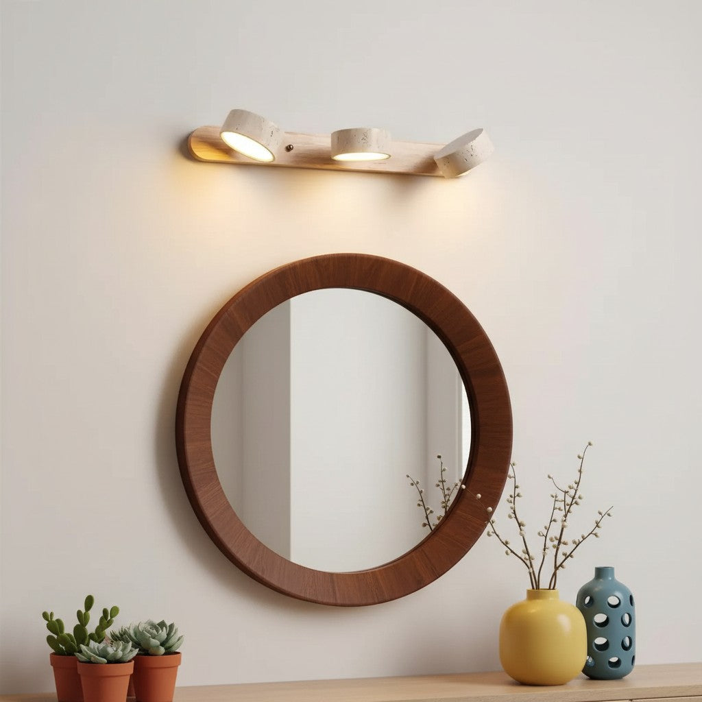 Verstelbare Wandlamp Travertijn & Hout – 2/3/4 Lichtpunten Warm Licht Sconce | Sansoti