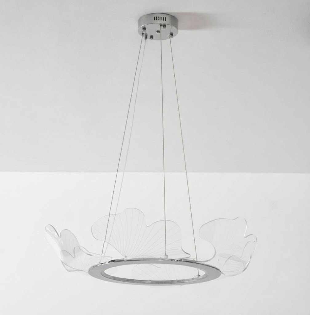 Moderne Kroonluchter met Bladmotief in Goud of Zilver – Organische Vorm met Verstelbare Kabel 150cm & Dimbare Optie – Geschikt voor Schuin Plafond | Sansoti
