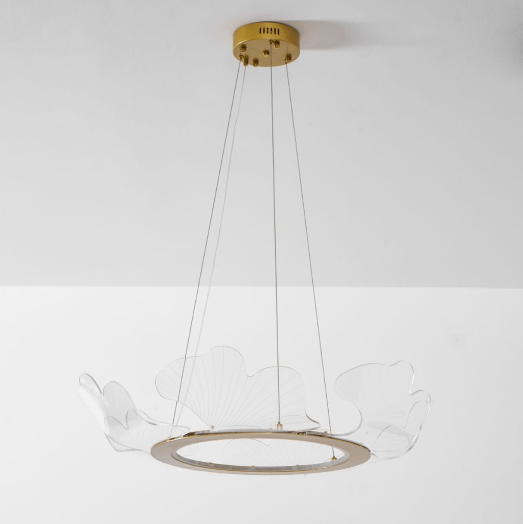 Moderne Kroonluchter met Bladmotief in Goud of Zilver – Organische Vorm met Verstelbare Kabel 150cm & Dimbare Optie – Geschikt voor Schuin Plafond | Sansoti
