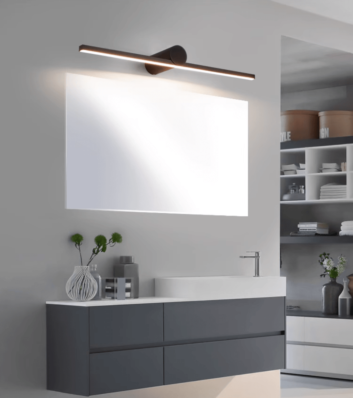 Rechargeable LED wall lamp with remote control, touch sensor, dimmable, 60-120cm, matte black, ambient wall lighting | Sansoti