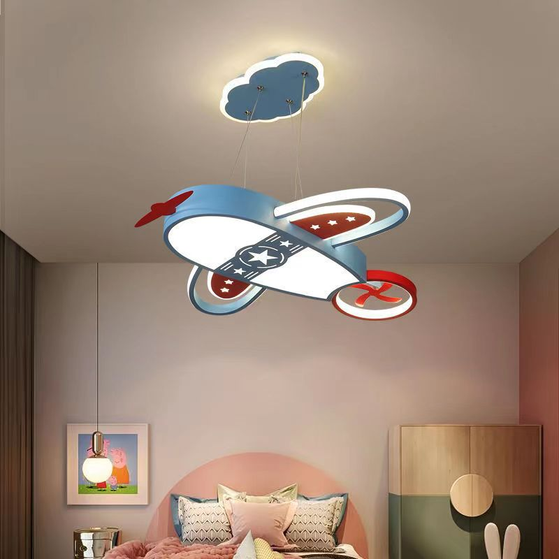 Hanglamp Vliegtuig Kinderkamer LED Dimbaar met Afstandsbediening Acryl IJzer 20cm Plafondlamp Jongenskamer | Sansoti