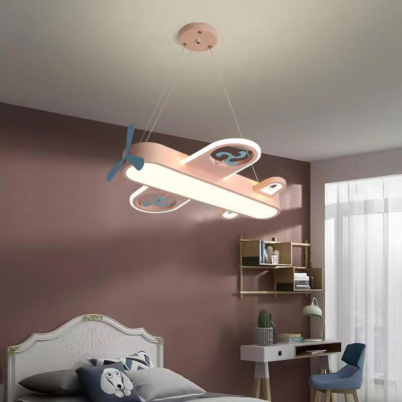 Hanglamp Vliegtuig Kinderkamer LED Dimbaar met Afstandsbediening Acryl IJzer 20cm Plafondlamp Jongenskamer | Sansoti