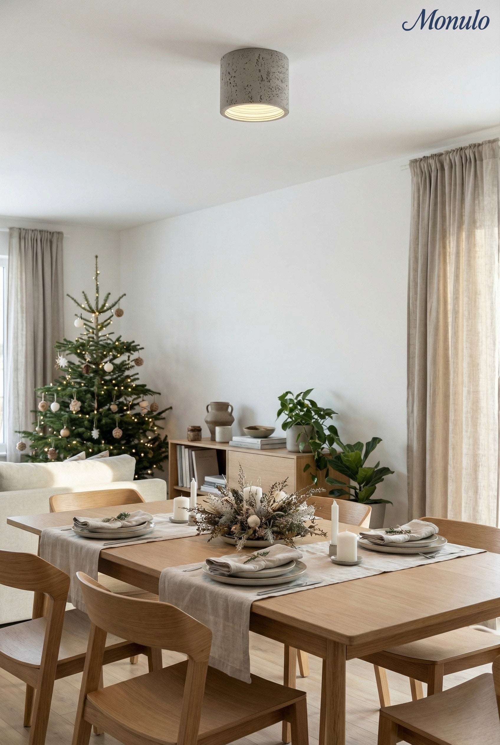 Cilindrische plafondlamp van travertijn – LED verlichting voor moderne interieurs | Sansoti
