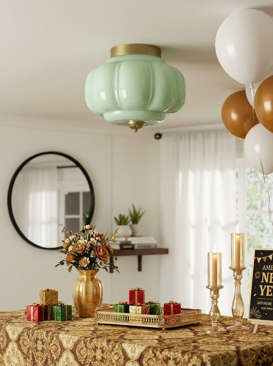 Retro Plafondlamp met Melkglazen Kap – Verfijnde Semi-Flush Mount Verlichting voor Moderne Interieurs | Sansoti