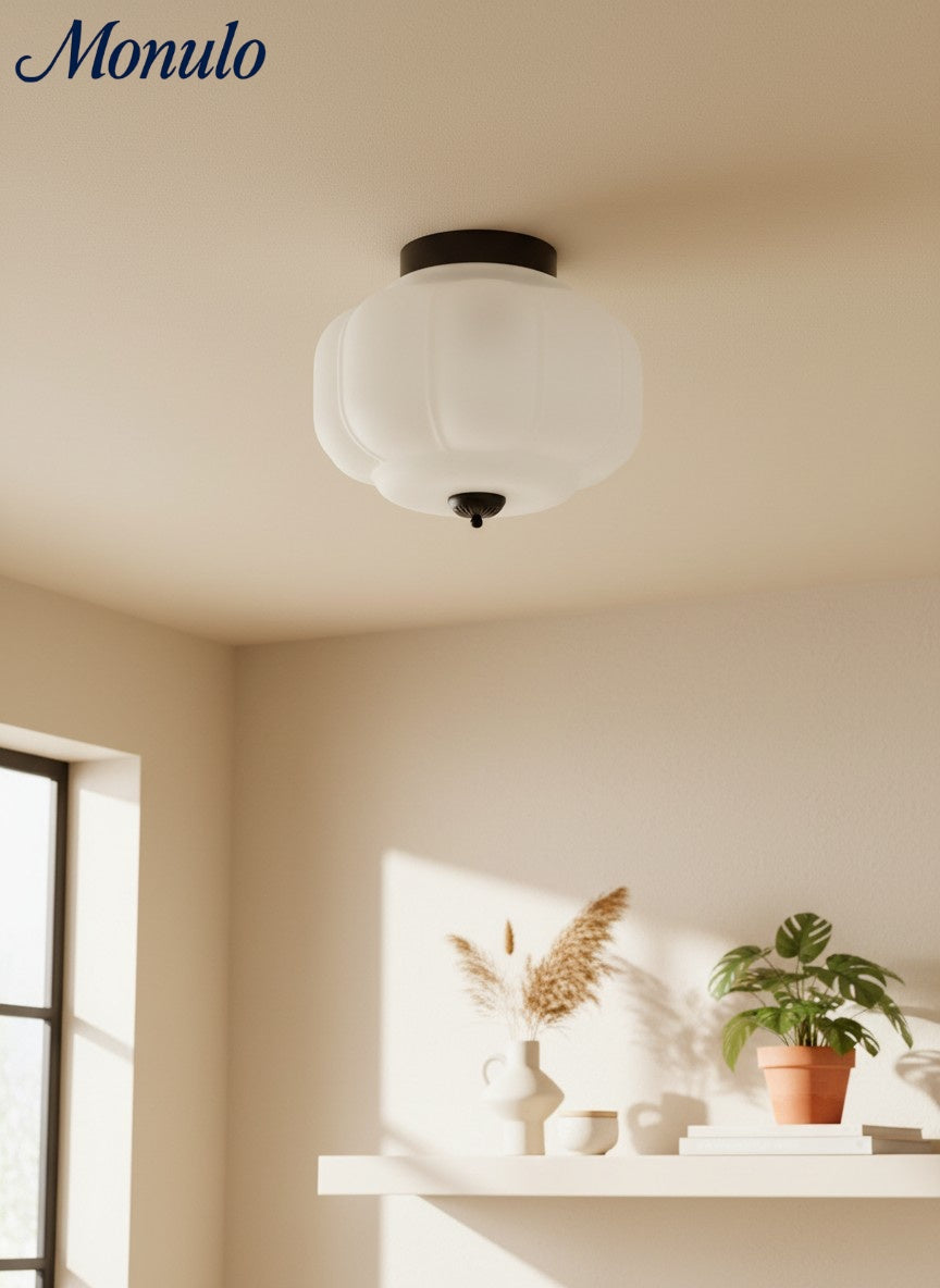 Retro Plafondlamp met Melkglazen Kap – Verfijnde Semi-Flush Mount Verlichting voor Moderne Interieurs | Sansoti