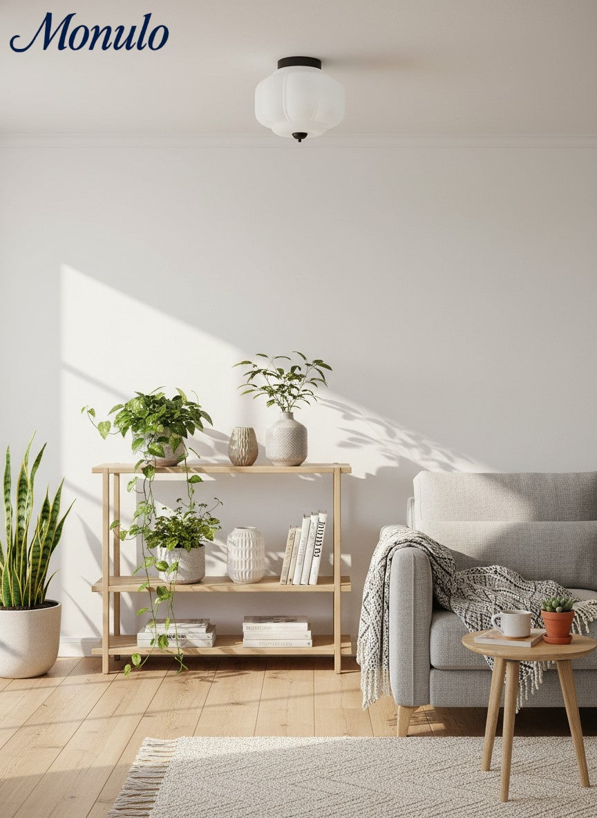 Retro Plafondlamp met Melkglazen Kap – Verfijnde Semi-Flush Mount Verlichting voor Moderne Interieurs | Sansoti
