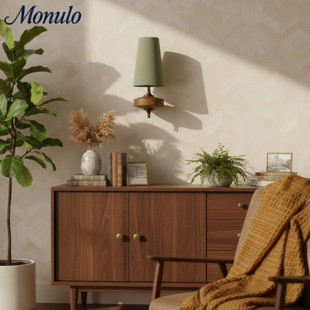 Retro Wandlamp met Stoffen Kap – Vintage Verlichting voor Slaapkamer | Sansoti