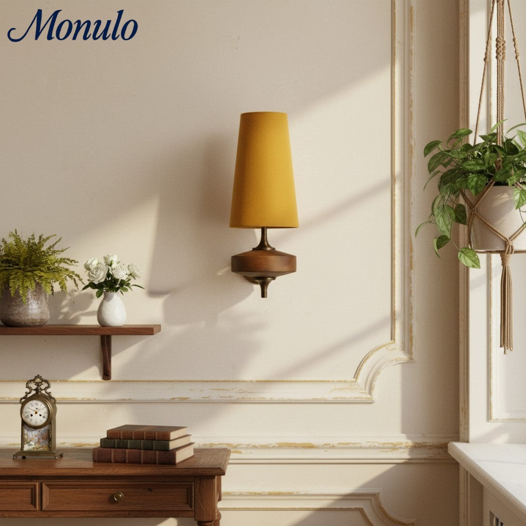 Retro Wandlamp met Stoffen Kap – Vintage Verlichting voor Slaapkamer | Sansoti