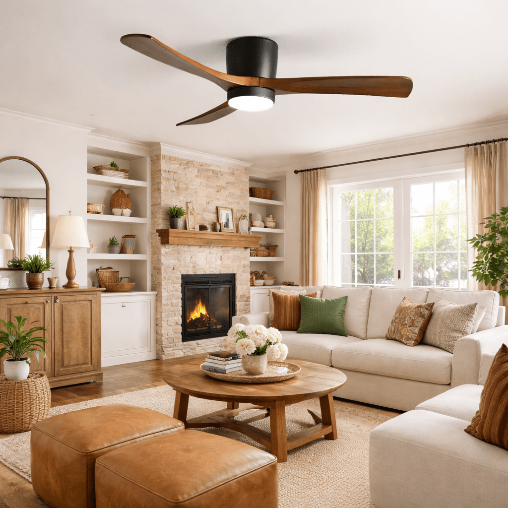 Deckenventilator mit LED-Beleuchtung und Holzflügeln – skandinavisches Design | Restfield