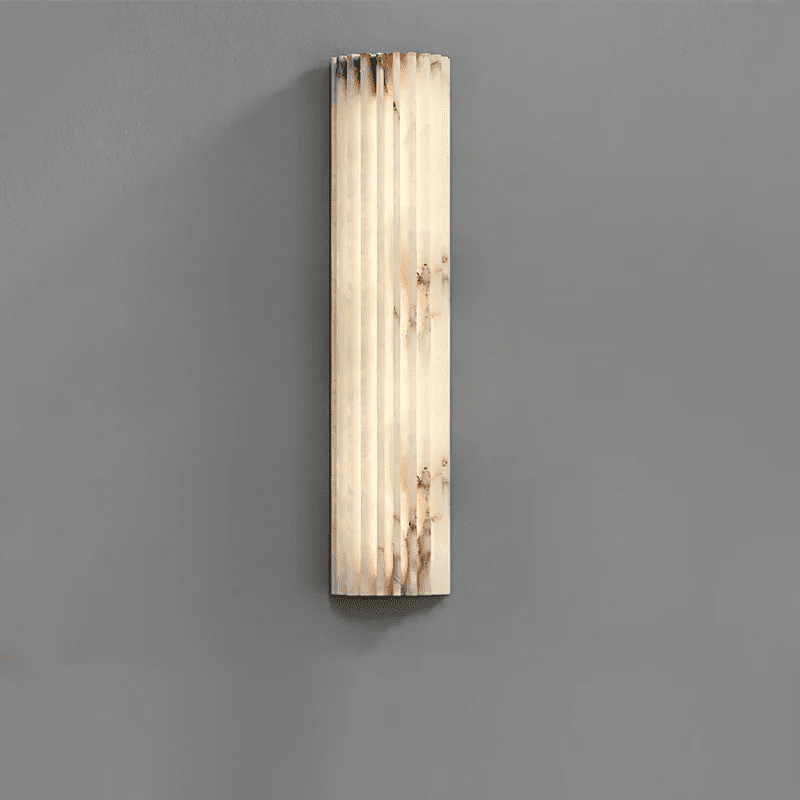 Alabaster Wandlamp Natuursteen – Geribbeld Design – Warm Licht – Scandinavische Stijl | Sansoti