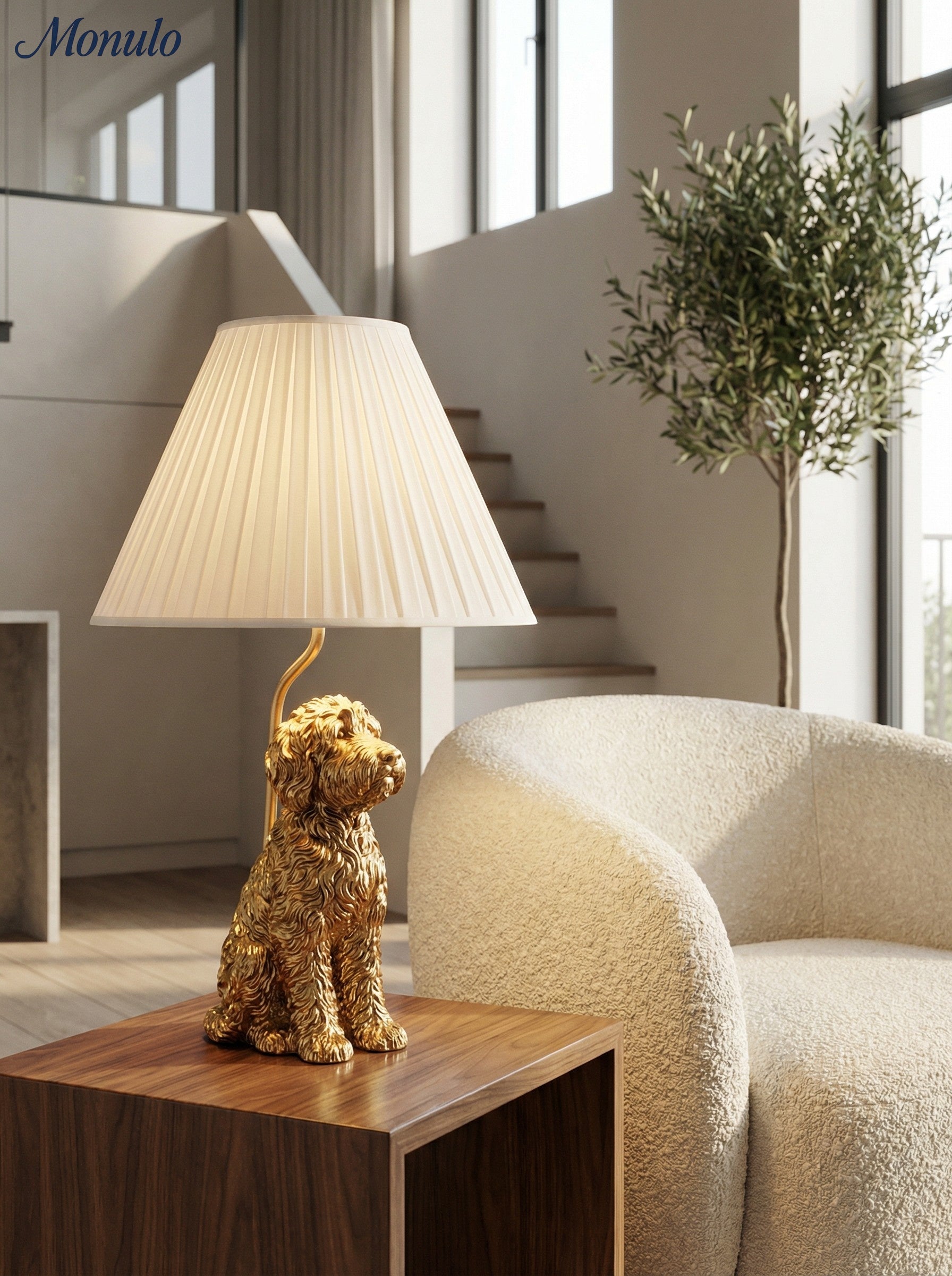 Dierenfiguur Tafellamp met Katoenen Kap – Klassieke Nachtkastlamp met Dierenmotief | Sansoti