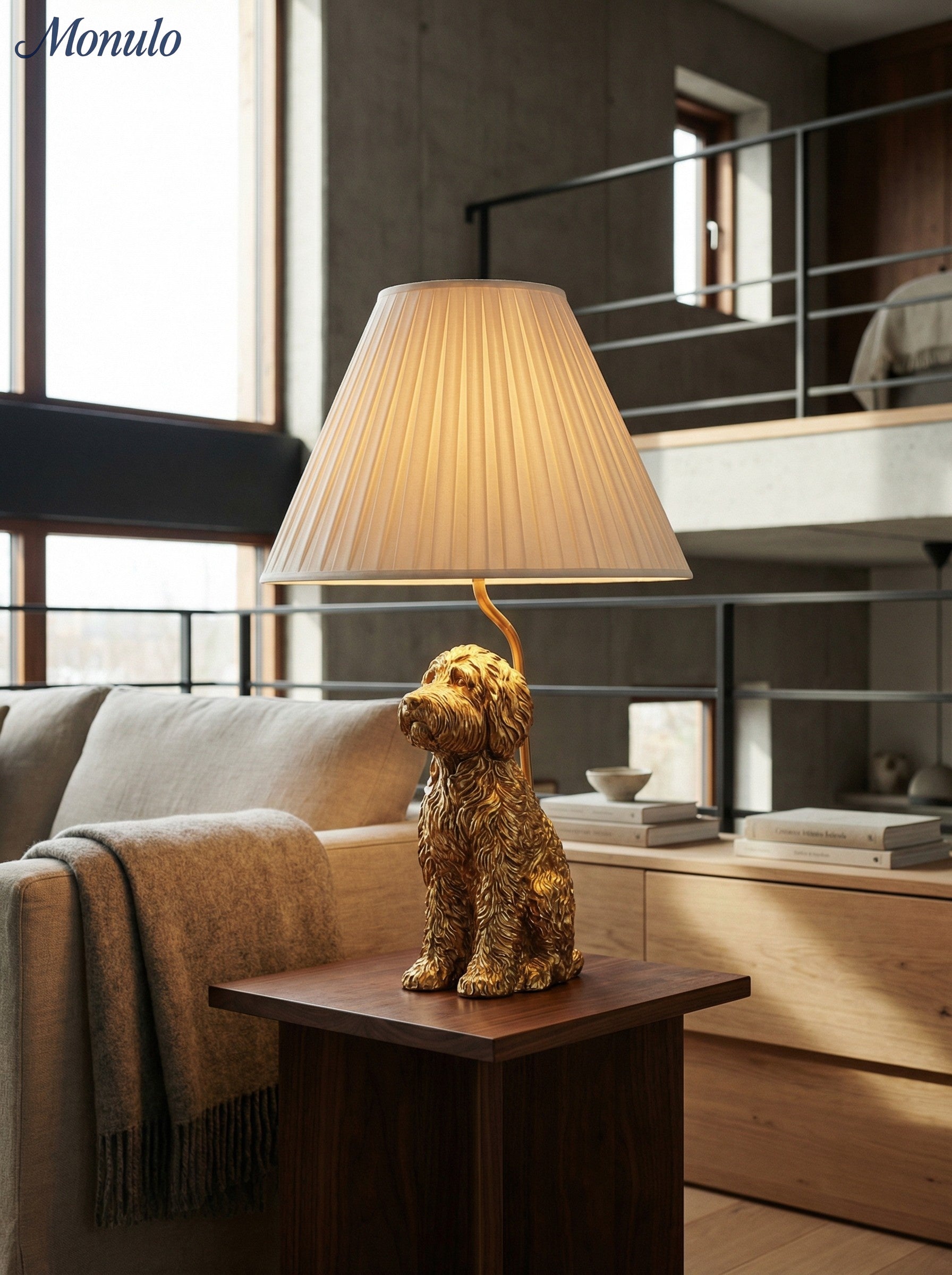 Dierenfiguur Tafellamp met Katoenen Kap – Klassieke Nachtkastlamp met Dierenmotief | Sansoti