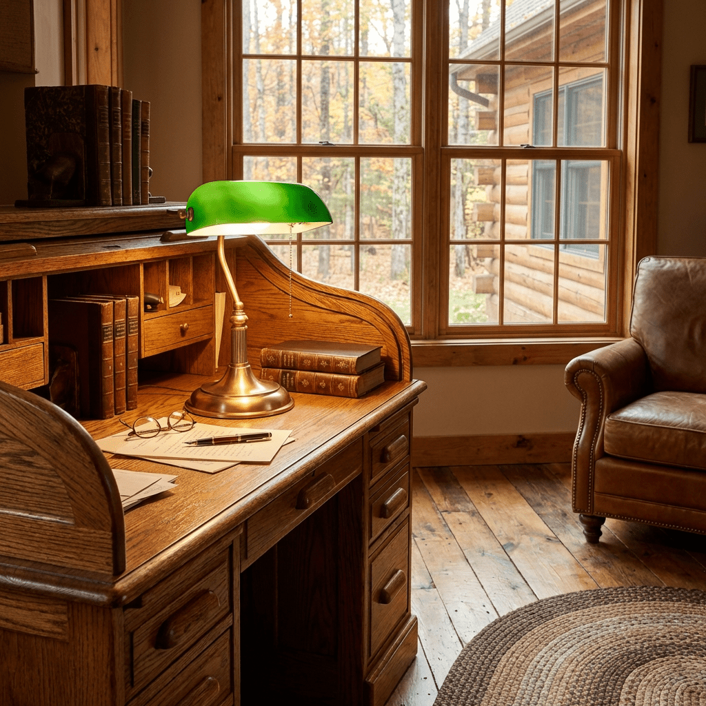 Klassieke Bureaulamp Messing met Groen Glas Tafellamp Banker Style Leeslamp voor Kantoor Studeerruimte | Sansoti