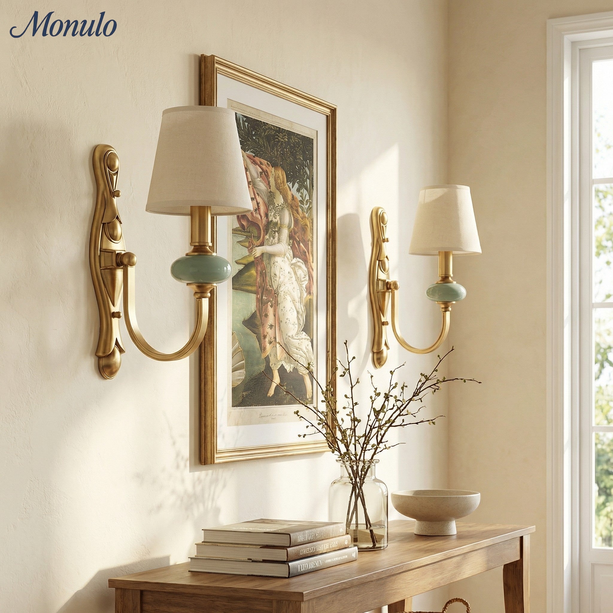 Keramische wandlamp met stoffen kap - 1 of 2 lichtpunten - E27 - diverse kleuren & stijlen | Sansoti