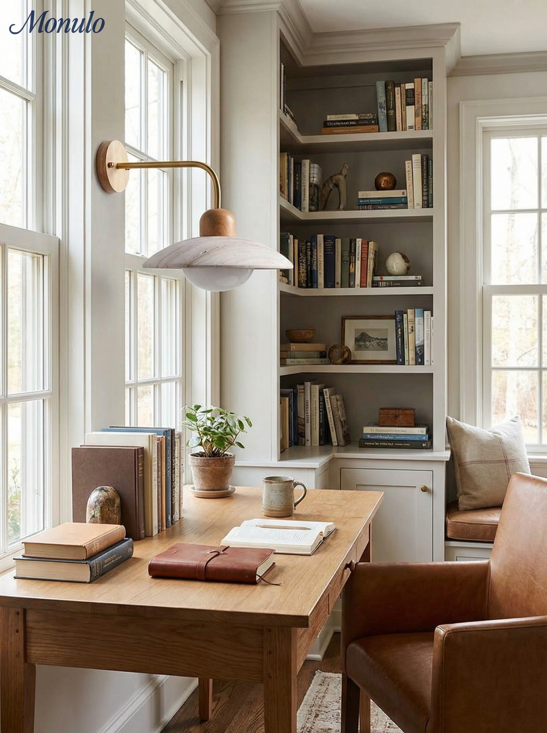 Travertijn Wandlamp Minimalistische Schijf Design Natuursteen Verlichting voor Woonkamer Slaapkamer Gang Moderne Interieur Wandverlichting met Warm Licht | Sansoti