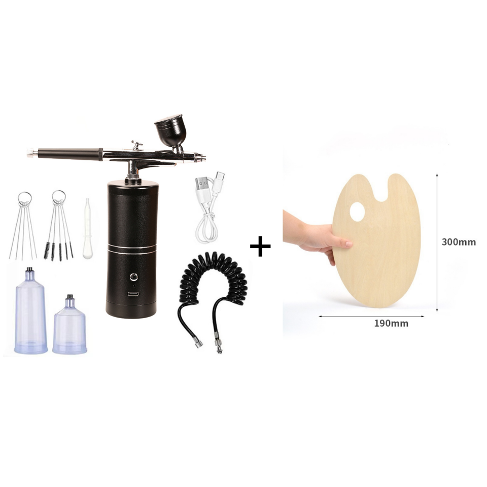 Draadloze Airbrush Pistool met 3 Verwisselbare Spuitkoppen en Oplaadbare Accu voor Modelbouw Kunst en Nail Art | Sansoti