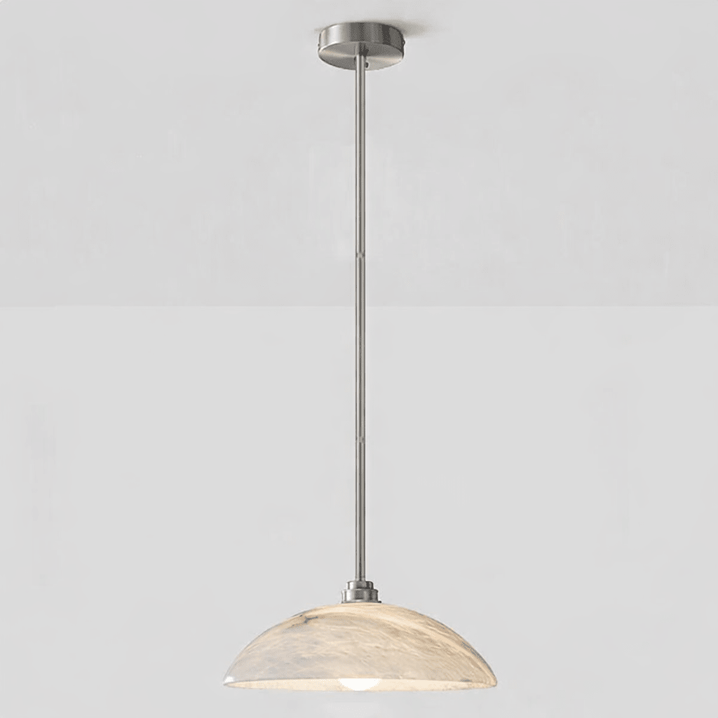 Koepelvormige Hanglamp Albast met Koperen Fitting – Ø30cm & Ø40cm – Natuursteen – Warme Uitstraling Eetkamer Keuken Woonkamer | Sansoti