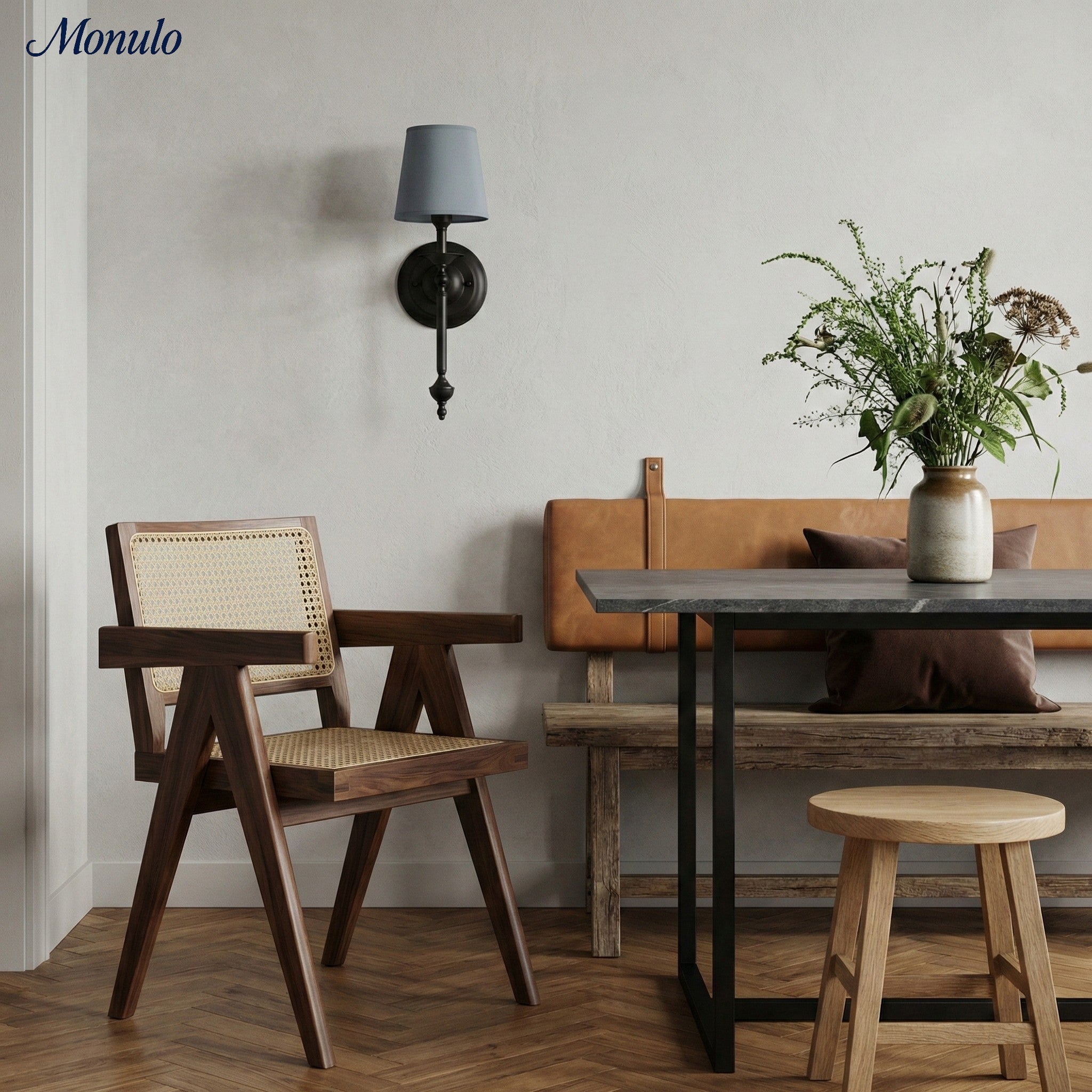 Stoffen Wandlamp met Vintage Koperen Afwerking – Sfeervolle Verlichting voor Hal, Slaapkamer en Woonkamer | Sansoti