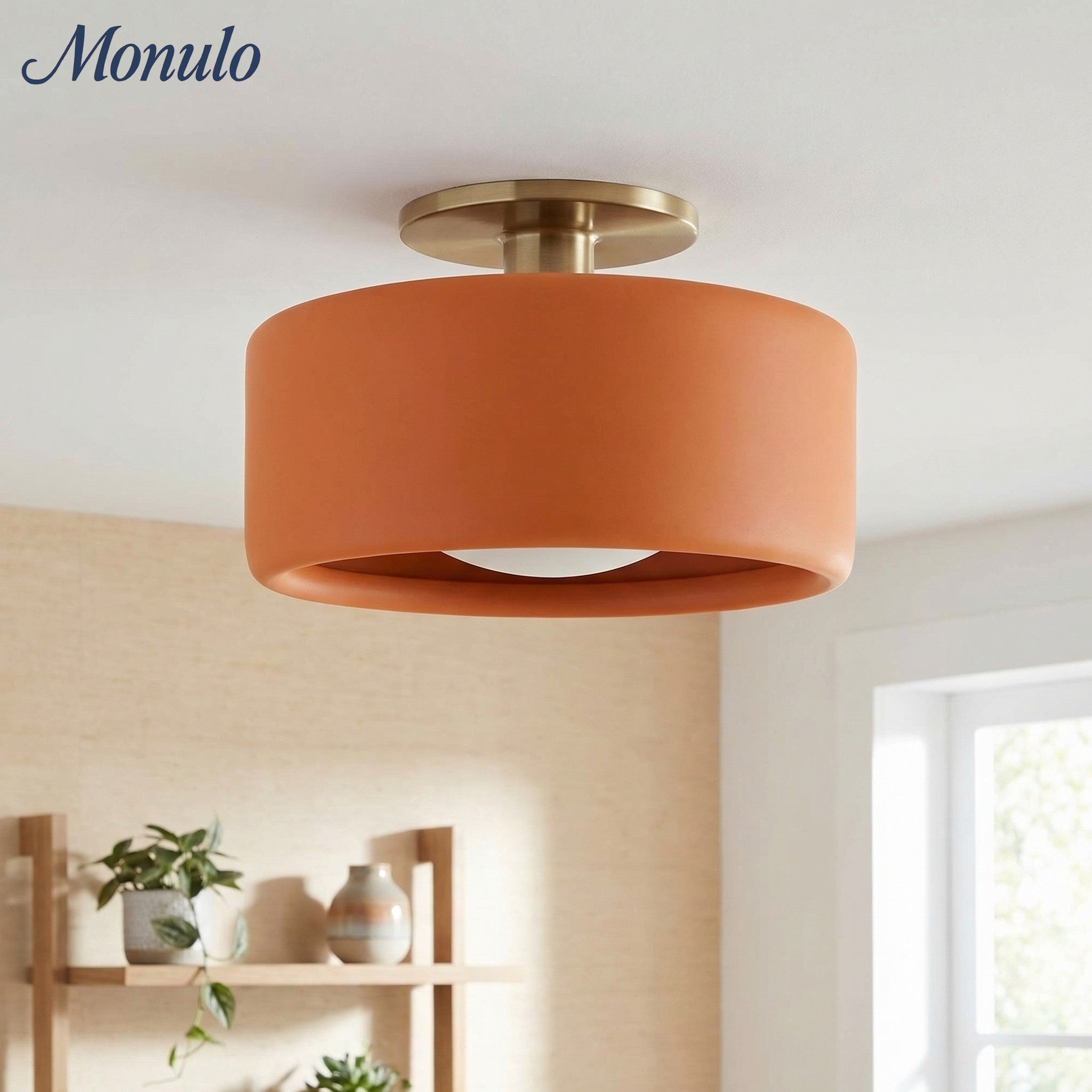 Porseleinen Plafondlamp met Strakke Montage – Moderne Lage Profiellamp Keramiek Opbouwverlichting | Sansoti