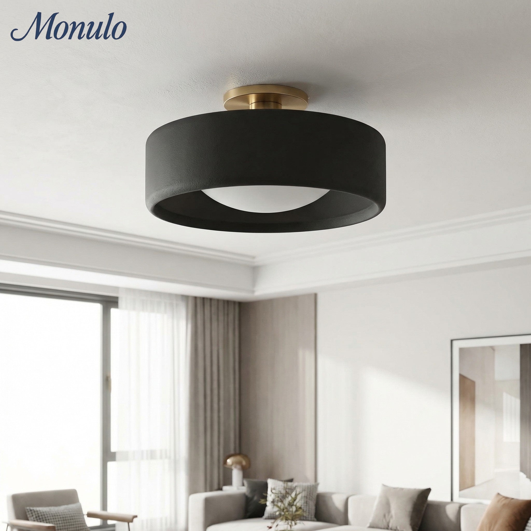 Porseleinen Plafondlamp met Strakke Montage – Moderne Lage Profiellamp Keramiek Opbouwverlichting | Sansoti