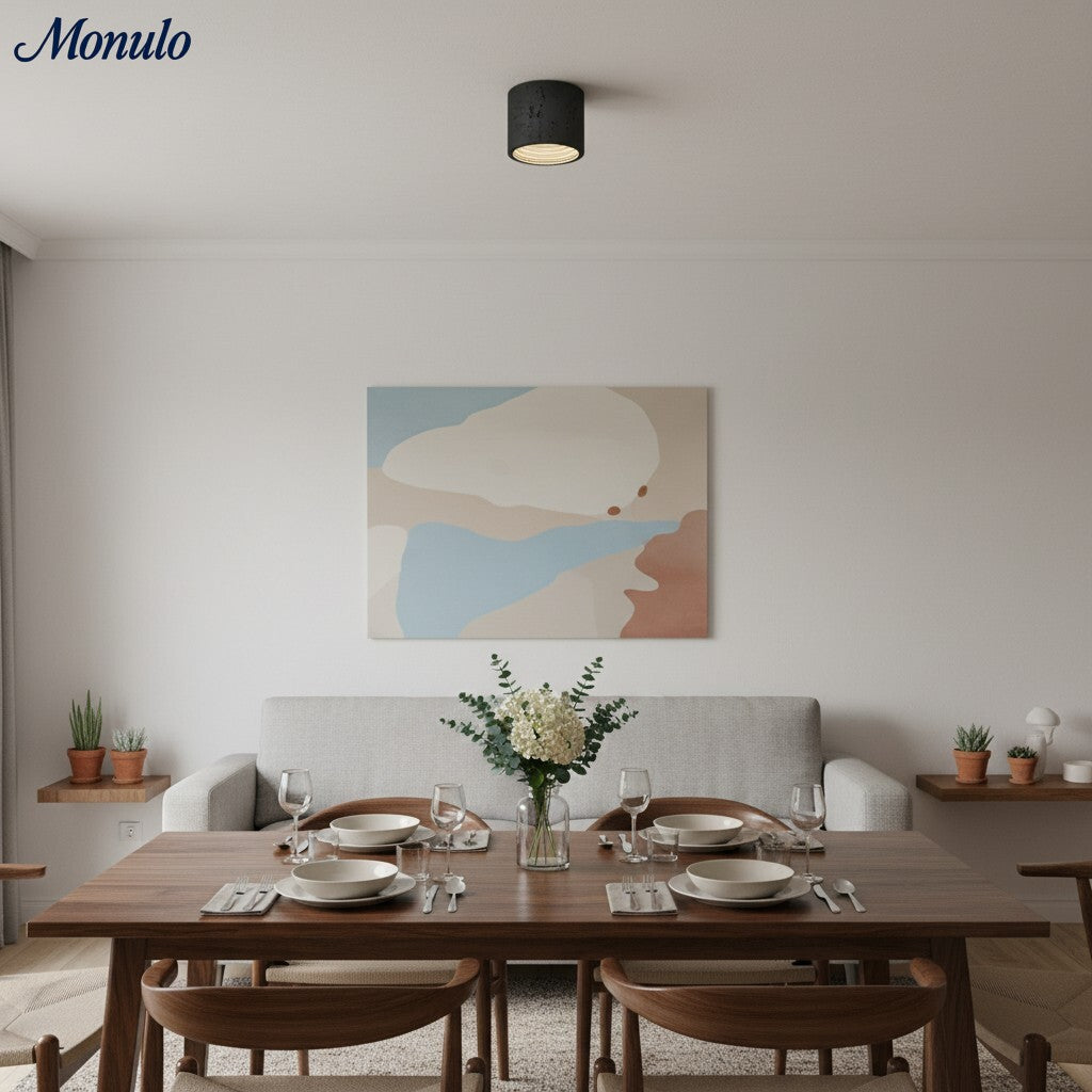 Cilindrische plafondlamp van travertijn – LED verlichting voor moderne interieurs | Sansoti